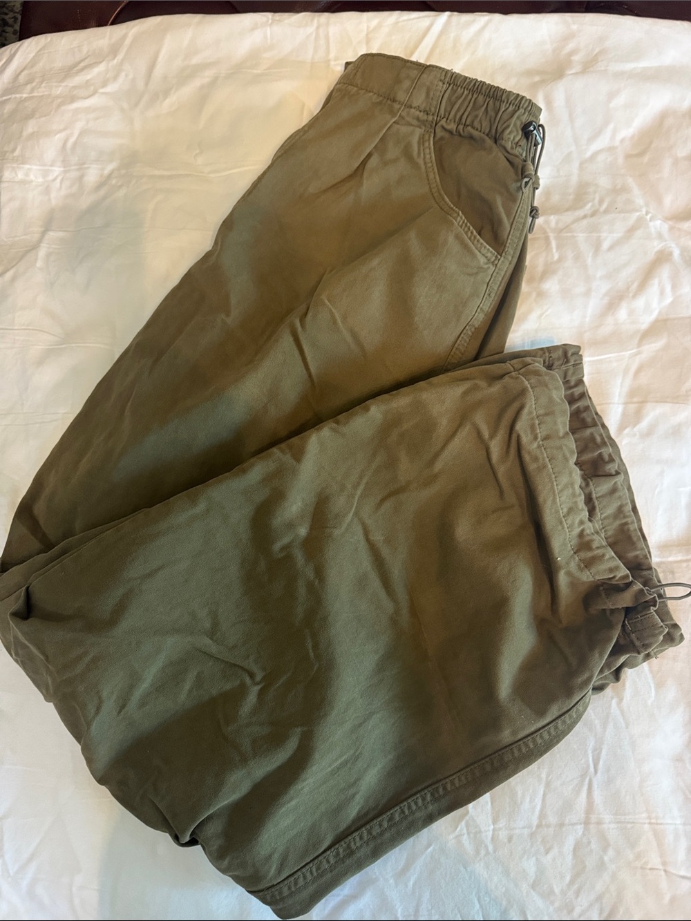 Men's Olive Green Drawstring Casual Pants